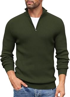 DENIMHOLIC Men High Neck Zipper Full Sleeve Cotton Knitted Winter Sweater for Man