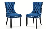 Set of 2 Dining Chairs Modern for Dining Room Kitchen Accent Side Chair Velvet Button Tufted Padded