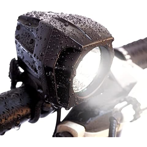 BRIGHT EYES Helios Fully Waterproof 1600 Lumen Rechargeable Mountain, Road Bike, MX Headlight, 6400mAh External Battery (Now 4+ Hours on Bright Beam) - Included: Free Diffuser Lens and Free Taillight Cover