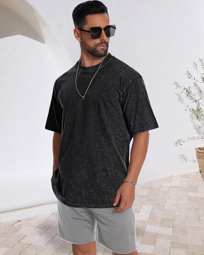 Image of Oversized Tshirts for Men Short Sleeve Vintage Washed Basic Loose Tees 2026