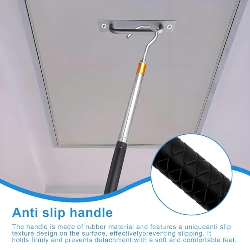 HSUYUN Teleskopstange mit Haken, Einziehbar Markisenöffner-Abzieherstange, mit Haken Dachboden-Leiter-Zugsystem-Set, Edelstahl-Einziehhaken, für Angeln, Camping, Zuhause