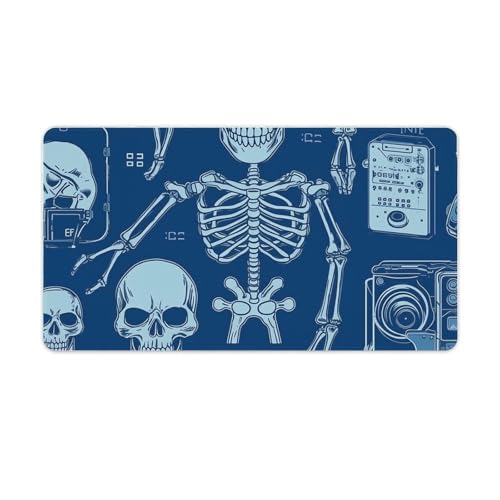 Tapis de souris de jeu squelette grand format anti-glisse