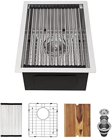 14 Inch Undermount Workstation Kitchen Sink Oumuch 14"x19"x9" Stainless Steel Ledge Workstation 18 Gauge 9 Inch Deep Single Bowl Basin