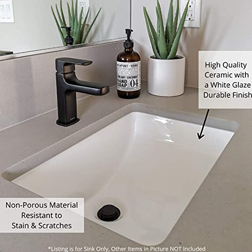 Zeek ZP-1611 Undermount Bathroom Sink 16X11 Small Rectangle Narrow Vanity Sink - White - Fits 18 Inch Vanity - With Overflow - 16 Inch By 11 Inch Opening - Vitreous China Ceramic thumb #2