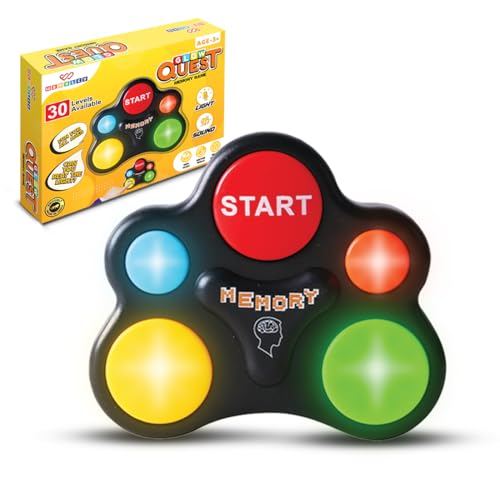 Image of Wembley Glow Quest Memory Game|Handheld Indoor Game for Kids| Engaging Toy with Lights and Sounds| Premium Game with 30-Level Brain Challenge| Gift Option for Kids Ages 7+ & Up (Multicolor)