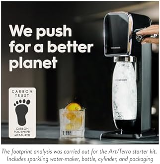 SodaStream - Art Sparkling Water Maker, Retro Design, Quick Connect CO2 system, Includes 60L Gas Cylinder, BPA-Free 1L Bottle, Black