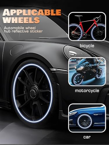 Image of 20PCS Car Wheel Reflective Decorative Strip,Night Safety Warning Stickers,Cars,Motorcycles,Bicycles are Applicable, Colorful and Diverse, a Street the Most Beautiful Car (Deep Purple Blue)