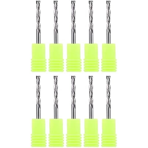 EU_HOZLY 1/8-Zoll-Schaft mit 1/8-Zoll-Schneiddurchmesser Hartmetall-Schaftfräser Up- und Down-Cut-Kompressions-Bit 2 Nuten-Fräser zum Gravieren Fräsen 3D-Bildhauen Schruppen Composite 10 Stück Cover