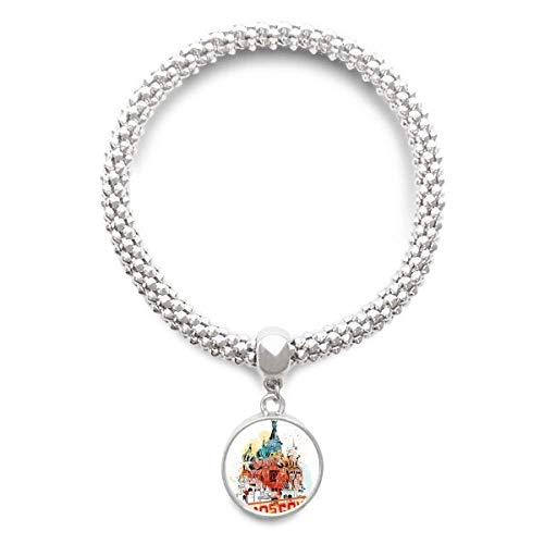 Bracelet Moscou cathédrale Saint-Basile en argent pour femme avec pendentif rond