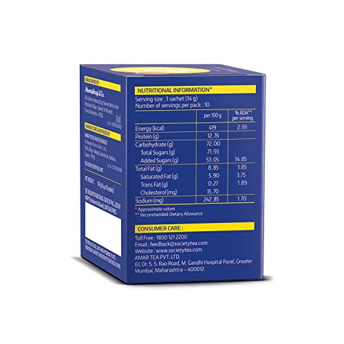 Image of Society One Minute Tea | Lemongrass Flavour | Refreshing Lemongrass Flavour | Flavoured Instant Black Tea | 14G X 10 Sachets (140 Gram) | Pack Of 2