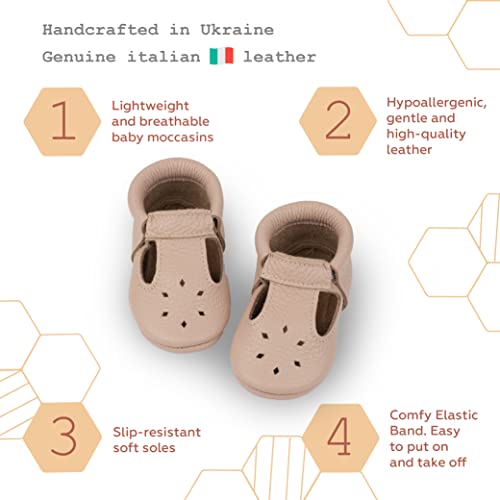 Littlebeemocs Soft Sole Infant, Baby And Toddler Shoes – Elastic T-Strap Italian Leather Baby Moccasin Shoes For Boys And Girls; Crib Shoes To Baby Walking Shoes Handcrafted In Europe (Blush, Us_Footwear_Size_System, Infant, Numeric, Medium, Numeric_2_Point_5) #TOP1