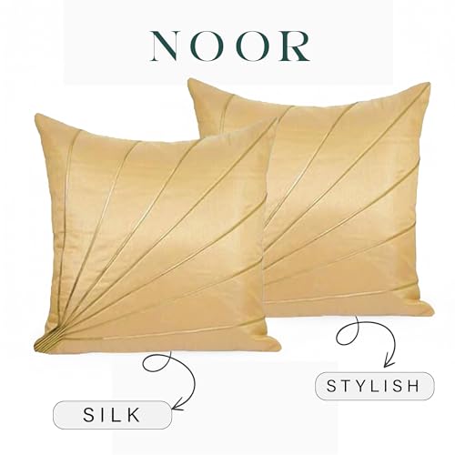 Image of Noor Silk Cushion Covers Pack of 7 | 16x16 Inches, Beige