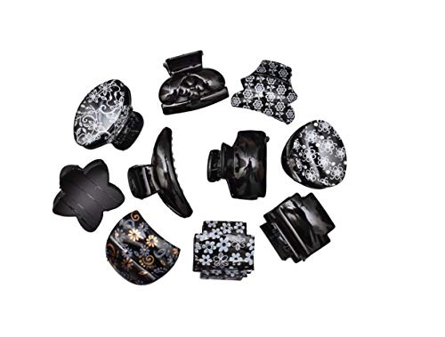 Soham International Styling Success Blackcolour Medium Size Plastic Hair Clutch/Claws/Clips Combo of 12 Pieces for Girls and Women.