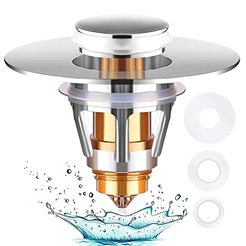 Bathroom Sink Stopper | Dadop Fits 1.25â€ Universal Sink Drain Strainer, Anti Clogging Pop Up Drain Stopper for Bathroom Sink,100% Copper Bathtub Stoppers Drain Cover Hair Catcher with 3 Rubber Ring