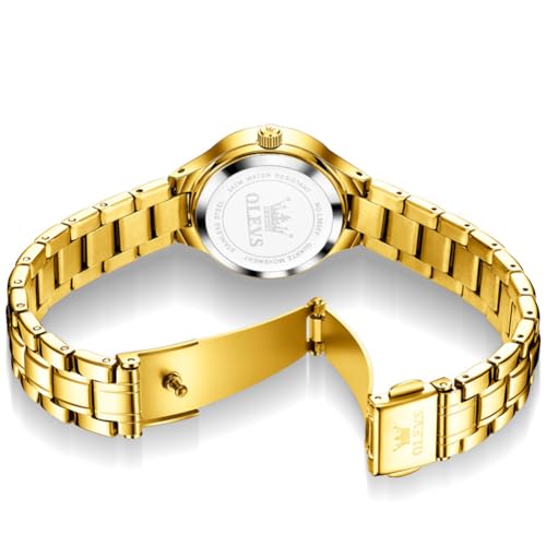Image of OLEVS Womens Watches Original Analog Quartz Watch Stainless Steel Gold Luxury Dress Classic Easy Read Ladies Calendar Wrist Watches for Women