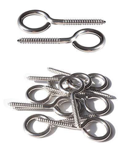 IMScrews 10pcs #11 x 2-3/4 Inch Screw Eyes Small Eyelet Screws Lag Eyebolt 18-8(304) Stainless Steel Heavy Duty Hook