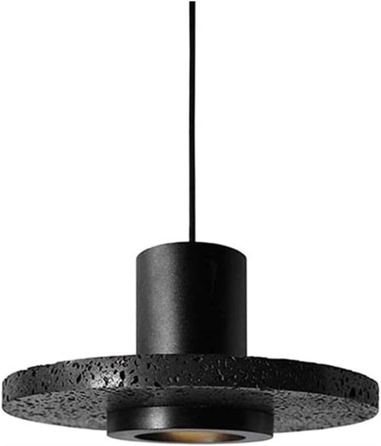 Lustres pierre sable et disque noir pour lampes suspendues de chevet