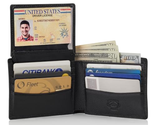 Image of Stealth Mode Leather Bifold Wallet for Men With ID Window and RFID Blocking