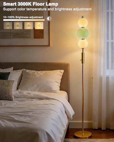 Image of Lightdot Globe Floor Lamp with 3 Color Temperatures Smart LED Bulbs Included, Dimmable Unique Corner Floor Lamp, Blue Modern Standing Lamp Tall Lamp for Living Room /Bedroom /Gaming Room /Decor Office