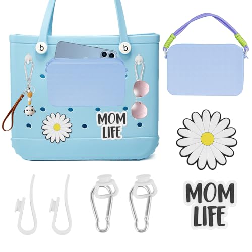 GLXPJU Accessories Set for Bogg Bag, Silicone Phone Holder for Bogg Bag, Charms for Bogg Bag, Compatible with Various Bogg Bag Sizes (Purple)