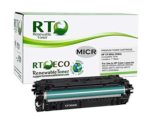 Renewable Toner Compatible MICR Cartridge Replacement for HP 508A CF360A Laser Printers M533 M552 M553 M577 E55040 (Black)