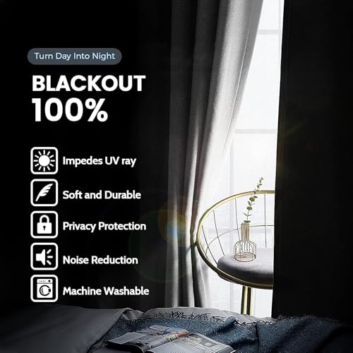Image of Galaxy Home Decor Premium True Blackout Curtains for Long Door 10 Feet Long 100% Light Block | Thermal & Noise Insulation | Black Back Coating | Pack of 2 | Silver