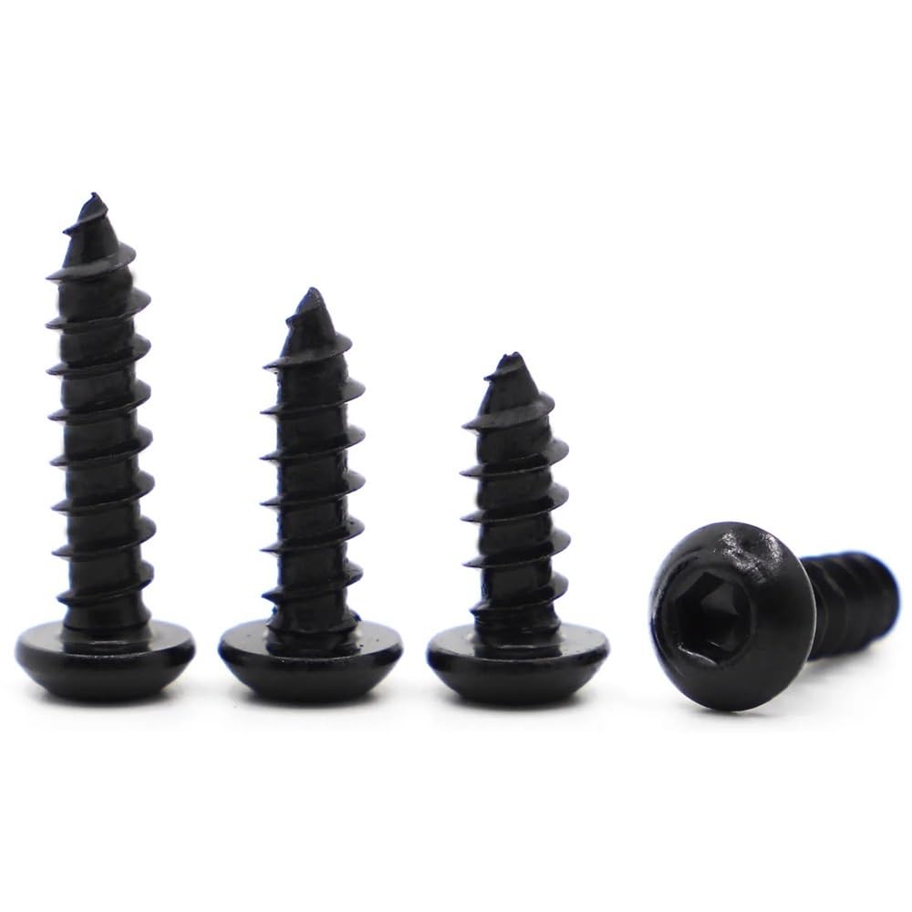 Screws 10pcs Black Wood Screws Carbon Steel Pan Round Metal Hexagon Socket Drywall Screws M5 M6 Fasteners Screws(16mm*M6 10pcs)