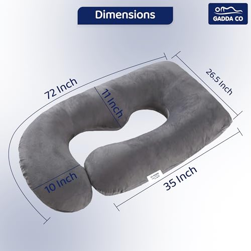 Image of GADDA CO Pregnancy Pillow for Women Full Body J-Shape for Pregnant Women - Maternity Pillows for Pregnancy Sleeping Support for Back, Hips, Legs & Belly, Removable Washable Velvet Cover, Grey