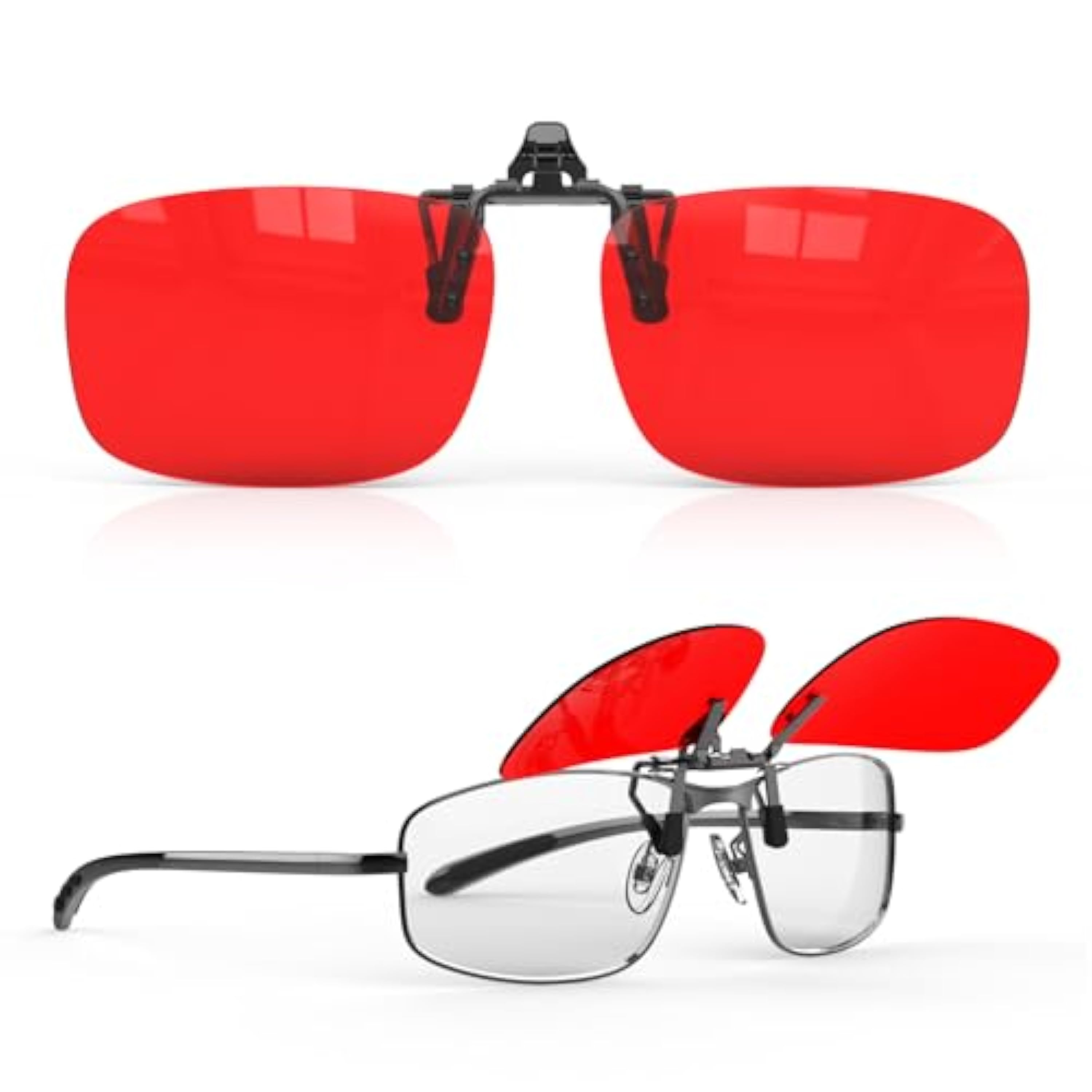 Goiteia clip gafas rojas bloqueo luz azul noche-Bloqueo Azul y Verde para Mejorar el Sueño-Revestimientos AR Duales-Alivia Fatiga Ocular