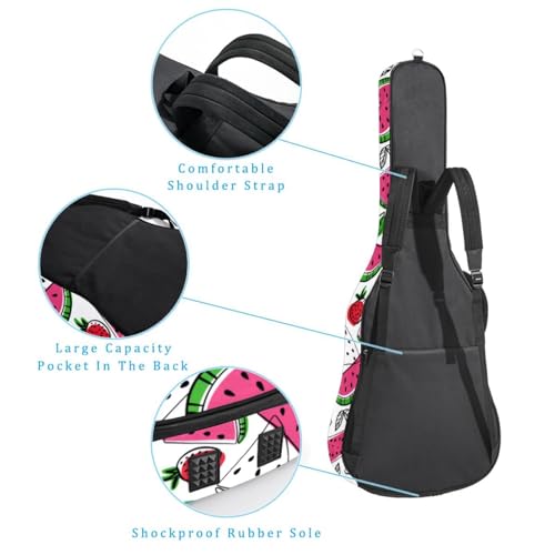 Housse de guitare en tissu Oxford épais rembourré avec boucle de suspension et sangle de cou Motif pastèque, Multicolore 4., 42.9×16.9×4.7 in, Sac de transport tendance pour guitare - Les Beatles, Paul McCartney, John Lennon, RIngo Starr, George Harrison Housse de guitare en tissu Oxford épais rembourré avec boucle de suspension et sangle de cou Motif pastèque, Multicolore 4., 42.9x16.9x4.7 in, Sac de transport tendance pour guitare – Image 4