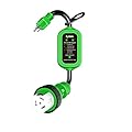 EyGde 50 Amp to 15 Amp 110 RV Adapter with Surge Protector, Patented 5000J 15 Amp Male to 50 Amp Adapter with Twist Locking Connector, Circuit Analyzer Voltage Protector for Camper Trailer, Green