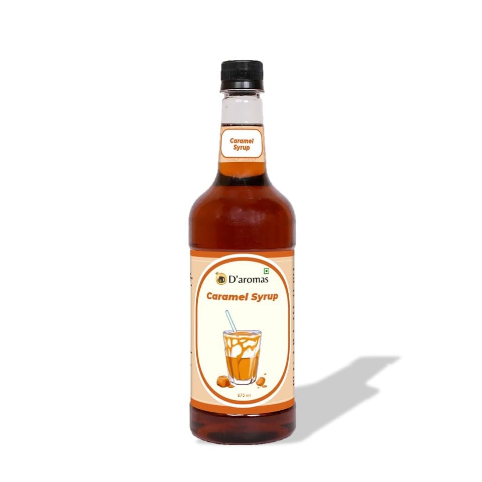 D'aromas Cramel Mocktail Syrup, 875ML, Liquid | Premium Cafe-Style Syrup – Sweet & Fun Flavor for Mocktails, Beverages, Desserts & Coffee | Perfect for Home, Cafe, Bar & Restaurant Use (875ml, Caramel)-image-36