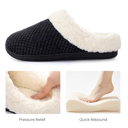 Image of ULTRAIDEAS Women's Breathable House Slippers with Memory Foam, Lightweight Cotton Blend Lining, Indoor Outdoor Slip On Design, Non Slip Rubber Sole for Bedroom, Machine Washable