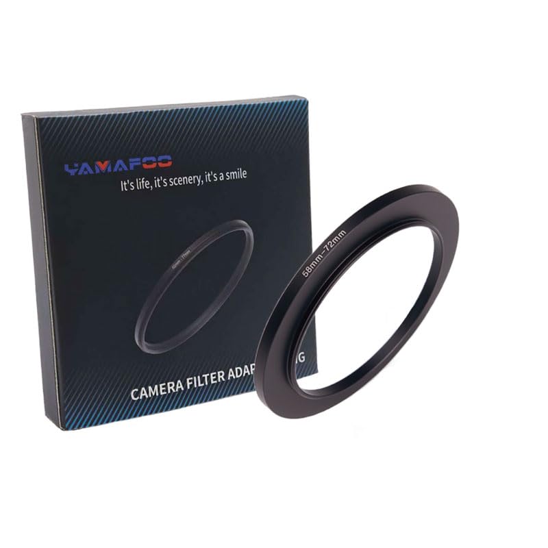 YAMAFOO 58mm to 72mm Step-Up Ring/Step Down Rings Filter Adapter for All Brands UV ND CPL Metal Ring Step-Up Rings Adapter Filter,Black (58-72)