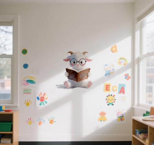 Vinilo decorativo de pared con diseño de cabras leyendo libros miniatura 4