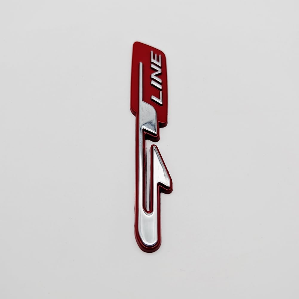 3D Metal GT Line Logo Car Emblem Auto Grand Tourer Badge Premium Sticker Racing Sport Decal Replacement (Silver&Red)