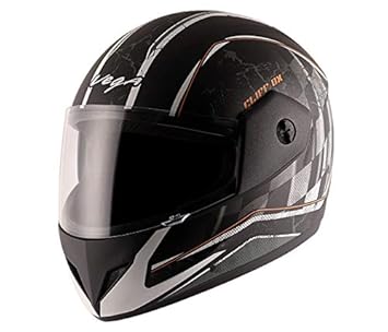 Vega Cliff Aviator Dull High Impact ABS Black Silver Helmet (Medium)
