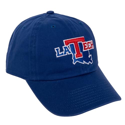 Desert Cactus Louisiana Tech University Baseball Hat Bulldogs LA Brimmed Embroidered Cap Adjustable Cloth Strap Adult (Style B) Blue