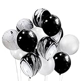 DIvine 30 Pcs/lot Party Decorations Set Combined Balloons, Black Agate Marble Tie Dye Swirl Black and White Latex Balloons For Wedding Birthday Baby Showers Christmas Festival Ceremony and Party