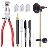 Mardatt Kit de 9 pièces d'outils de découpe de verre comprend un coupe-verre circulaire aj...