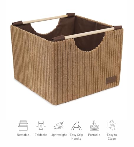 Image of OBSESSIONS Compact and Durable Foldable Laundry Basket ? Maximize Space with a Multi-Storage Design, Easy to Use and Travel-Friendly, Camel Color,Dimensions (W)32 x (L)33 x (H)25 cm