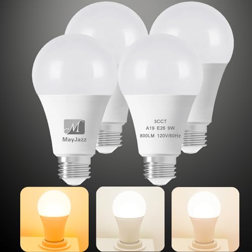 M MayJazz 3 Color Temperature LED Light Bulb A19 2700K-5000K-4000K,3CCT