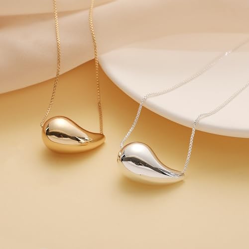 Teardrop Necklace Earrings Jewelry Set for Women, Dupes Drop Dainty 14k Gold Plated Water Hypoallergenic Pendant Necklace
