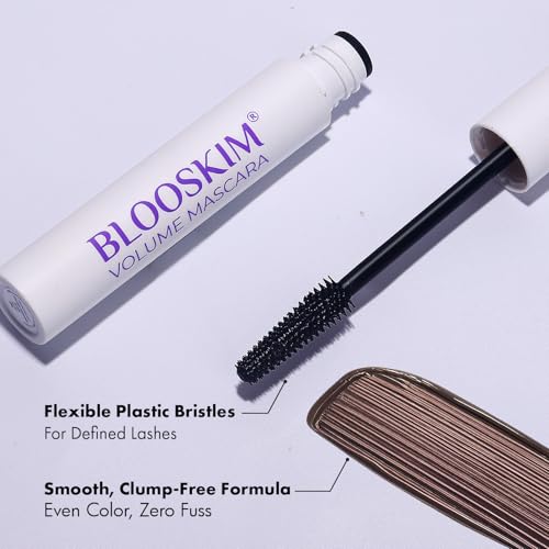 Image of Blooskim Mascara for Older Women 60 Plus: Brown Prime Lash Mascara - Prime Mascaras for Mature Women Makeup - Extreme Length in 2 Coats - Hypoallergenic Non-Clumping Formula for Sensitive Eyes, 6g