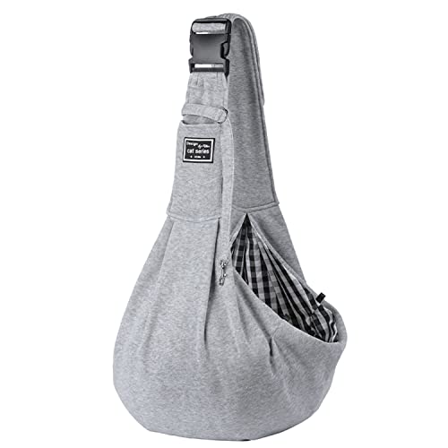 Dog Carrier Sling Soft Padded Adjustable Shoulder Strap Dog Carriers for Small Dogs Puppy Carrier Purse for Pet Cat with Front Pocket Safety Belt Machine Washable Grey