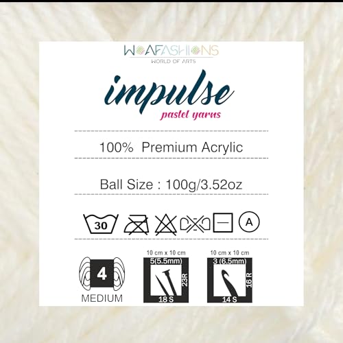 Image of WOAFashions Impulse Hand Knitting & Crochet Yarn (White) (100gms - Pack of 1)