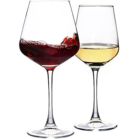 YANGNAY Wine Glasses (Set of 18), 12-Ounce White Wine Glasses Set of 12 Bundles 20-Ounce Red Wine Glasses Set of 6 Cover