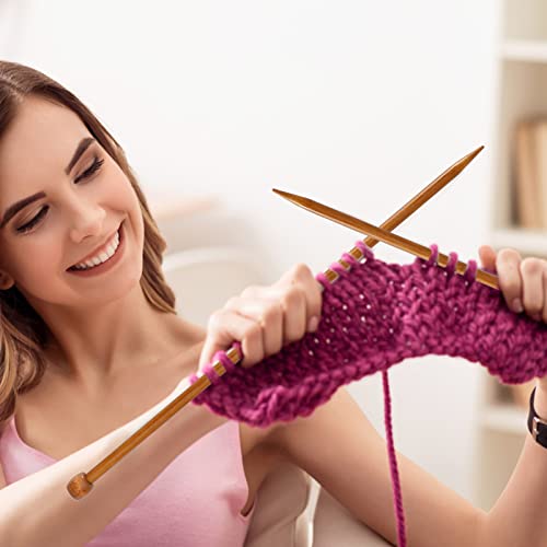 2 Pack Bamboo Knitting Needles Straight Single Pointed Knitting Needles 14 Inch Beginners Hand Knitting Needles For Thick Coarse Yarn Hand Diy Knitting (8Mm) #TOP2
