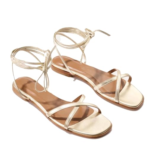 RJYLP Strappy Flats Sandals for Women Summer Gladiator...