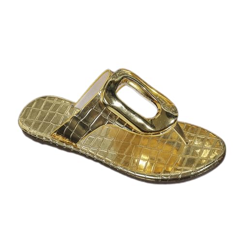 Generisch Flipflop - Sandalias de piel sintética con purpurina, antideslizantes, para playa, verano, cómodas, para la playa, dorado, 36 EU